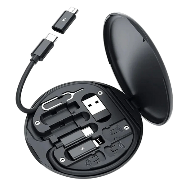 Mini 6-in-1 Cable & Adapter Set — USB-C, Lightning, Micro, 60W Fast Charge