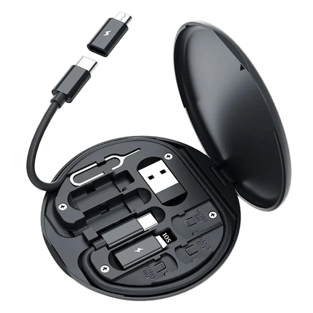 Mini 6-in-1 Cable & Adapter Set — USB-C, Lightning, Micro, 60W Fast Charge