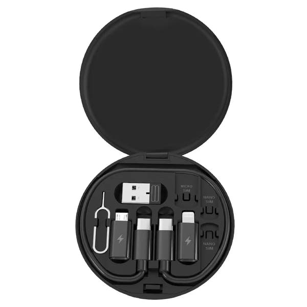 Mini 6-in-1 Cable & Adapter Set — USB-C, Lightning, Micro, 60W Fast Charge