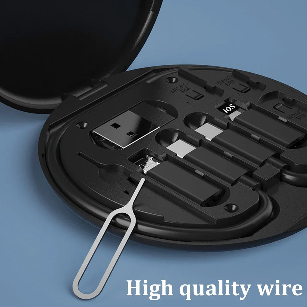 Mini 6-in-1 Cable & Adapter Set — USB-C, Lightning, Micro, 60W Fast Charge